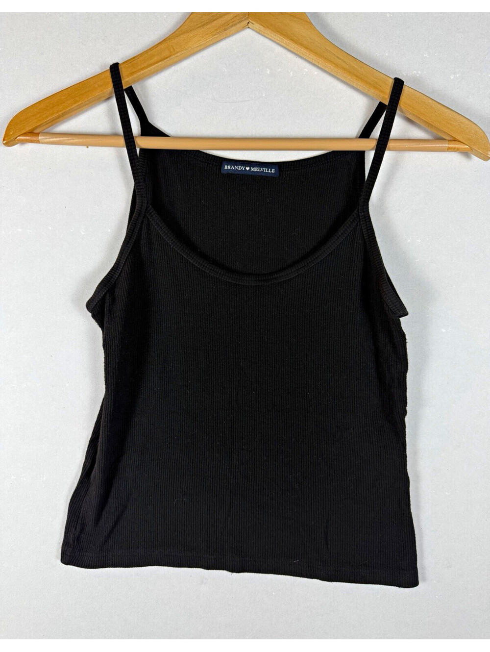 Brandy Melville Women’s Black Ribbed Solid Camisole Tank Top, Size S
